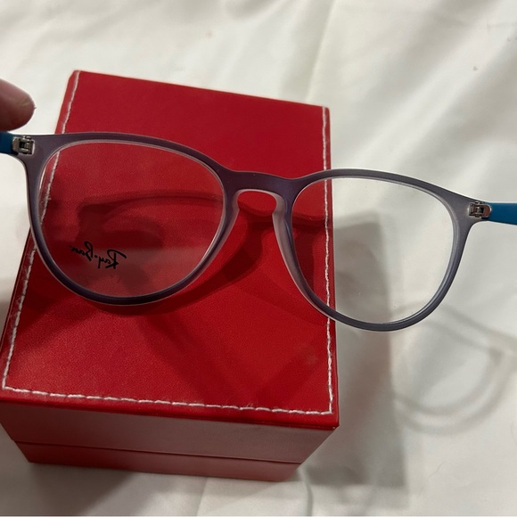 New Ray-Ban Frames Round Acetate RX Light Eyeglasses Blue Rb 7046 5484 51 18 140 - Picture 2 of 4